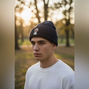 🎉HOST PICK🎉 druthers Gorey Embroidered Shroom Beanie, navy, one size, nwt